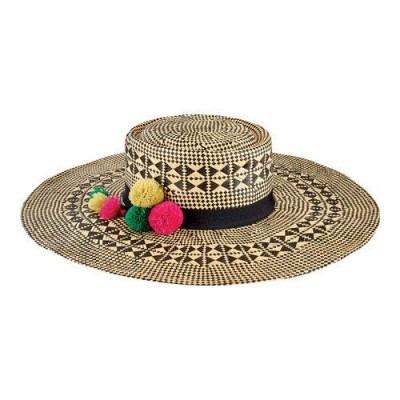 San Diego Hat Company 's   Mixed Woven Paper Hat with Pom Tassel Trim 807928128843 eb-45955872